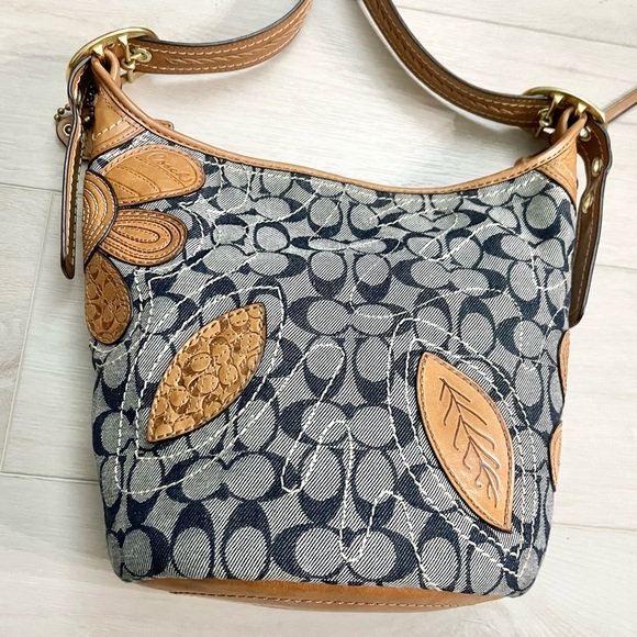 Coach Bleecker Floral Appliqué Crossbody Hobo Denim Jacquard Print | Style 11781 - Picture 5 of 10